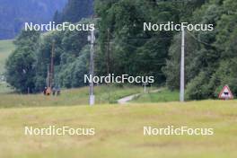 02.07.2024, Premanon, France (FRA): Emilien Jacquelin (FRA), Fabien Claude (FRA), Eric Perrot (FRA), Oscar Lombardot (FRA), (l-r) - Biathlon summer training, Premanon (FRA). www.nordicfocus.com. © Manzoni/NordicFocus. Every downloaded picture is fee-liable.