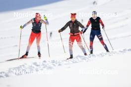 14.10.2024, Ramsau am Dachstein, Austria (AUT): Amy Baserga (SUI), Lea Meier (SUI), Lisa Theresa Hauser (AUT), (l-r) - Biathlon summer training, Dachsteinglacier, Ramsau am Dachstein (AUT). www.nordicfocus.com. © Manzoni/NordicFocus. Every downloaded picture is fee-liable.