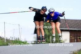 10.09.2024, Lenzerheide, Switzerland (SUI): Lea Meier (SUI), Lena Haecki-Gross (SUI), (l-r) - Biathlon summer training, Lenzerheide (SUI). www.nordicfocus.com. © Manzoni/NordicFocus. Every downloaded picture is fee-liable.