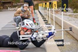 13.10.2024, Ramsau am Dachstein, Austria (AUT): Sandra Flunger (AUT) coach Team Switzerland, Amy Baserga (SUI), (l-r) - Biathlon summer training, Ramsau am Dachstein (AUT). www.nordicfocus.com. © Manzoni/NordicFocus. Every downloaded picture is fee-liable.