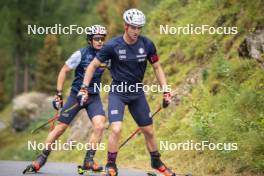 26.08.2024, Martell, Italy (ITA): Tommaso Giacomel (ITA), Didier Bionaz (ITA), (l-r) - Biathlon summer training, Martell (ITA). www.nordicfocus.com. © Vanzetta/NordicFocus. Every downloaded picture is fee-liable.