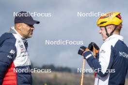 22.10.2024, Lavaze, Italy (ITA): Siegfried Mazet (FRA), Johannes Thingnes Boe (NOR), (l-r)  - Biathlon summer training, Lavaze (ITA). www.nordicfocus.com. © Vanzetta/NordicFocus. Every downloaded picture is fee-liable.