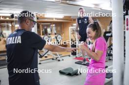 27.08.2024, Martell, Italy (ITA): Fabio Cianciana (ITA), coach Team Italy, Dorothea Wierer (ITA), (l-r) - Biathlon summer training, Martell (ITA). www.nordicfocus.com. © Vanzetta/NordicFocus. Every downloaded picture is fee-liable.