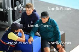 11.06.2024, Premanon, France (FRA): Patrick Favre (ITA), coach Team France, Lionel Laurent (FRA), media coordinator Team France, (l-r) - Biathlon summer training, Premanon (FRA). www.nordicfocus.com. © Manzoni/NordicFocus. Every downloaded picture is fee-liable.