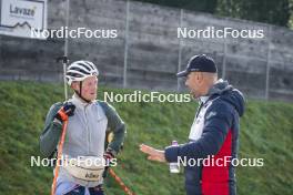 22.10.2024, Lavaze, Italy (ITA): Endre Stroemsheim (NOR), Siegfried Mazet (FRA), (l-r)  - Biathlon summer training, Lavaze (ITA). www.nordicfocus.com. © Vanzetta/NordicFocus. Every downloaded picture is fee-liable.