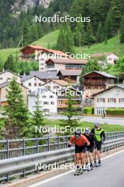 27.06.2024, Juf, Switzerland (SUI): Joscha Burkhalter (SUI), Gion Stalder (SUI), Sebastian Stalder (SUI), (l-r) - Biathlon summer training, Juf (SUI). www.nordicfocus.com. © Manzoni/NordicFocus. Every downloaded picture is fee-liable.