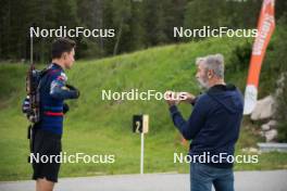 15.06.2024, Correncon-en-Vercors, France (FRA): Eric Perrot (FRA), Jean-Pierre Amat (FRA), Olympic Champion and shooting coach Team France, (l-r) - Biathlon summer training, Correncon-en-Vercors (FRA). www.nordicfocus.com. © Joly/NordicFocus. Every downloaded picture is fee-liable.