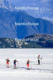 14.10.2024, Ramsau am Dachstein, Austria (AUT): Lea Meier (SUI), Lisa Theresa Hauser (AUT), Amy Baserga (SUI), (l-r) - Biathlon summer training, Dachsteinglacier, Ramsau am Dachstein (AUT). www.nordicfocus.com. © Manzoni/NordicFocus. Every downloaded picture is fee-liable.