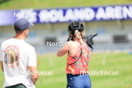 15.07.2024, Lenzerheide, Switzerland (SUI): Emil Bormetti (ITA), Coach Team USA, Grace Castonguay (USA), (l-r) - Biathlon summer training, Lenzerheide (SUI). www.nordicfocus.com. © Manzoni/NordicFocus. Every downloaded picture is fee-liable.