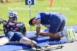 15.07.2024, Lenzerheide, Switzerland (SUI): Maxime Germain (USA), Armin Auchentaller (ITA), Coach Team USA, (l-r) - Biathlon summer training, Lenzerheide (SUI). www.nordicfocus.com. © Manzoni/NordicFocus. Every downloaded picture is fee-liable.