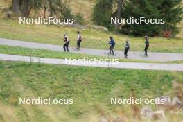 16.09.2024, Lenzerheide, Switzerland (SUI): Amy Baserga (SUI), Lea Meier (SUI), Aita Gasparin (SUI), Elisa Gasparin (SUI), Jeremy Finello (SUI), (l-r) - Biathlon summer training, Lenzerheide (SUI). www.nordicfocus.com. © Manzoni/NordicFocus. Every downloaded picture is fee-liable.