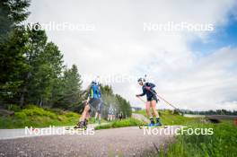 15.06.2024, Lavaze, Italy (ITA): Anton Ivarsson (SWE), Sara Andersson (SWE), (l-r)  - Biathlon summer training, Lavaze (ITA). www.nordicfocus.com. © Barbieri/NordicFocus. Every downloaded picture is fee-liable.