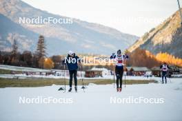 07.11.2024, Bessans, France (FRA): Baptiste Desthieux (FRA), Coach Team France, Caroline Colombo (FRA), (l-r) - Biathlon summer training, Bessans (FRA). www.nordicfocus.com. © Authamayou/NordicFocus. Every downloaded picture is fee-liable.