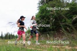 11.06.2024, Premanon, France (FRA): Jeanne Richard (FRA), Justine Braisaz-Bouchet (FRA), (l-r) - Biathlon summer training, Premanon (FRA). www.nordicfocus.com. © Manzoni/NordicFocus. Every downloaded picture is fee-liable.