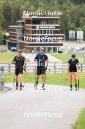 05.09.2024, Lenzerheide, Switzerland (SUI): Elisa Gasparin (SUI), Gion Stalder (SUI), Niklas Hartweg (SUI), Aita Gasparin (SUI), (l-r) - Biathlon summer training, Lenzerheide (SUI). www.nordicfocus.com. © Manzoni/NordicFocus. Every downloaded picture is fee-liable.