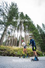 30.09.2024, Lavaze, Italy (ITA): Lisa Vittozzi (ITA), Mirco Romanin (ITA), coach Team Italy, (l-r) - Biathlon summer training, Lavaze (ITA). www.nordicfocus.com. © Barbieri/NordicFocus. Every downloaded picture is fee-liable.