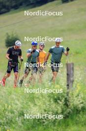 02.07.2024, Premanon, France (FRA): Emilien Jacquelin (FRA), Oscar Lombardot (FRA), Fabien Claude (FRA), Eric Perrot (FRA), (l-r) - Biathlon summer training, Premanon (FRA). www.nordicfocus.com. © Manzoni/NordicFocus. Every downloaded picture is fee-liable.