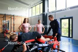 12.06.2024, Premanon, France (FRA): Oceane Michelon (FRA), Lou Jeanmonnot (FRA), Justine Braisaz-Bouchet (FRA), Romain Hurtault (FRA), (l-r) - Biathlon summer training, Premanon (FRA). www.nordicfocus.com. © Manzoni/NordicFocus. Every downloaded picture is fee-liable.