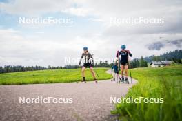 15.06.2024, Lavaze, Italy (ITA): Ella Hallvarsson (SWE), Sara Andersson (SWE), (l-r)  - Biathlon summer training, Lavaze (ITA). www.nordicfocus.com. © Barbieri/NordicFocus. Every downloaded picture is fee-liable.