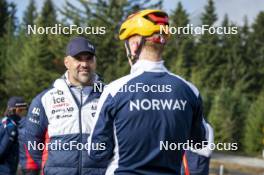 22.10.2024, Lavaze, Italy (ITA): Siegfried Mazet (FRA), Johannes Thingnes Boe (NOR), (l-r)  - Biathlon summer training, Lavaze (ITA). www.nordicfocus.com. © Vanzetta/NordicFocus. Every downloaded picture is fee-liable.