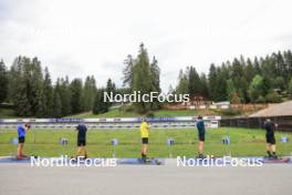 04.09.2024, Lenzerheide, Switzerland (SUI): Sturla Holm Laegreid (NOR), Endre Stroemsheim (NOR), Tarjei Boe (NOR), Vetle Sjaastad Christiansen (NOR), Johannes Dale-Skjevdal (NOR), (l-r) - Biathlon summer training, Lenzerheide (SUI). www.nordicfocus.com. © Manzoni/NordicFocus. Every downloaded picture is fee-liable.