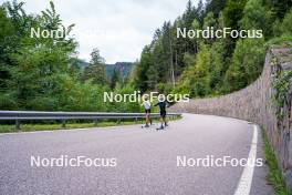 30.09.2024, Lavaze, Italy (ITA): Lisa Vittozzi (ITA), Mirco Romanin (ITA), coach Team Italy, (l-r) - Biathlon summer training, Lavaze (ITA). www.nordicfocus.com. © Barbieri/NordicFocus. Every downloaded picture is fee-liable.