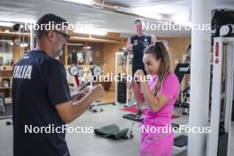 27.08.2024, Martell, Italy (ITA): Fabio Cianciana (ITA), coach Team Italy, Dorothea Wierer (ITA), (l-r) - Biathlon summer training, Martell (ITA). www.nordicfocus.com. © Vanzetta/NordicFocus. Every downloaded picture is fee-liable.