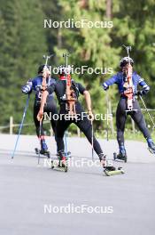 15.09.2024, Lenzerheide, Switzerland (SUI): Elisa Gasparin (SUI), Jeanne Richard (FRA), Sophie Chauveau (FRA), (l-r) - Sommer Nordic Event 2024, Sommer Biathlon Cup, Lenzerheide (SUI). www.nordicfocus.com. © Manzoni/NordicFocus. Every downloaded picture is fee-liable.