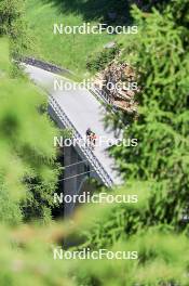 27.06.2024, Juf, Switzerland (SUI): Gion Stalder (SUI), Sebastian Stalder (SUI), Joscha Burkhalter (SUI), (l-r) - Biathlon summer training, Juf (SUI). www.nordicfocus.com. © Manzoni/NordicFocus. Every downloaded picture is fee-liable.