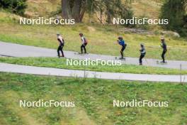 16.09.2024, Lenzerheide, Switzerland (SUI): Amy Baserga (SUI), Lea Meier (SUI), Aita Gasparin (SUI), Elisa Gasparin (SUI), Jeremy Finello (SUI), (l-r) - Biathlon summer training, Lenzerheide (SUI). www.nordicfocus.com. © Manzoni/NordicFocus. Every downloaded picture is fee-liable.