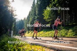 06.08.2024, Lavaze, Italy (ITA): Lea Rothschopf (AUT), Anna Juppe (AUT), Kristina Oberthaler (AUT), (l-r)  - Biathlon summer training, Lavaze (ITA). www.nordicfocus.com. © Barbieri/NordicFocus. Every downloaded picture is fee-liable.