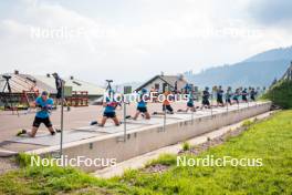 06.06.2024, Lavaze, Italy (ITA): Hanna Oeberg (SWE), Sara Andersson (SWE), Elvira Oeberg (SWE), Viktor Brandt (SWE), Emil Nykvist (SWE), Anton Ivarsson (SWE), Anna Magnusson (SWE), Ella Hallvarsson (SWE), Jesper Nelin (SWE), Malte Stefansson (SWE), (l-r)  - Biathlon summer training, Lavaze (ITA). www.nordicfocus.com. © Barbieri/NordicFocus. Every downloaded picture is fee-liable.
