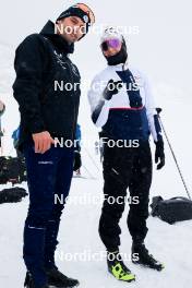 11.10.2024, Ramsau am Dachstein, Austria (AUT): Cyril Burdet (FRA), coach Team France, Lou Jeanmonnot (FRA), (l-r) - Biathlon summer training, Dachsteinglacier, Ramsau am Dachstein (AUT). www.nordicfocus.com. © Manzoni/NordicFocus. Every downloaded picture is fee-liable.