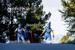 05.09.2024, Font-Romeu, France (FRA): Anna Karin Heijdenberg (SWE), Sara Andersson (SWE), Ella Halvarsson (SWE), (l-r) - Biathlon summer training, Font-Romeu (FRA). www.nordicfocus.com. © Authamayou/NordicFocus. Every downloaded picture is fee-liable.