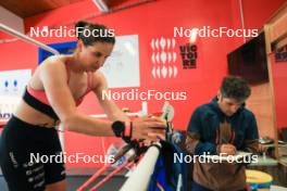 11.06.2024, Premanon, France (FRA): Julia Simon (FRA), Cyril Burdet (FRA), coach Team France, (l-r) - Biathlon summer training, Premanon (FRA). www.nordicfocus.com. © Manzoni/NordicFocus. Every downloaded picture is fee-liable.