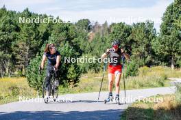 17.08.2024, Font-Romeu, France (FRA): Rachel Demangeat (FRA), Coach Team France, Eva Laine (FRA), (l-r) - Biathlon summer training, Font-Romeu (FRA). www.nordicfocus.com. © Authamayou/NordicFocus. Every downloaded picture is fee-liable.