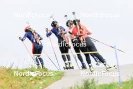 15.09.2024, Lenzerheide, Switzerland (SUI): Justine Braisaz-Bouchet (FRA), Oceane Michelon (FRA), Julia Simon (FRA), Lena Haecki-Gross (SUI), (l-r) - Sommer Nordic Event 2024, Sommer Biathlon Cup, Lenzerheide (SUI). www.nordicfocus.com. © Manzoni/NordicFocus. Every downloaded picture is fee-liable.