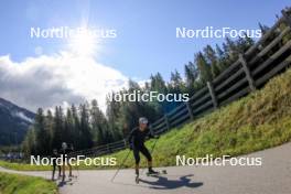 10.09.2024, Lenzerheide, Switzerland (SUI): Gion Stalder (SUI), Amy Baserga (SUI), Joscha Burkhalter (SUI), (l-r) - Biathlon summer training, Lenzerheide (SUI). www.nordicfocus.com. © Manzoni/NordicFocus. Every downloaded picture is fee-liable.