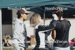 19.05.2024, Forni Avoltri, Italy (ITA): Rebecca Passler (ITA), Mirco Romanin (ITA), coach Team Italy, (l-r) - Biathlon summer training, Forni Avoltri (ITA). www.nordicfocus.com. © Del Fabbro/NordicFocus. Every downloaded picture is fee-liable.