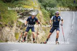 26.08.2024, Martell, Italy (ITA): Didier Bionaz (ITA), Tommaso Giacomel (ITA), (l-r) - Biathlon summer training, Martell (ITA). www.nordicfocus.com. © Vanzetta/NordicFocus. Every downloaded picture is fee-liable.