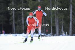 07.11.2024, Davos, Switzerland (SUI): Niklas Hartweg (SUI), Joscha Burkhalter (SUI), (l-r) - Biathlon training, snowfarming track, Davos (SUI). www.nordicfocus.com. © Manzoni/NordicFocus. Every downloaded picture is fee-liable.