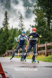 27.09.2024, Lavaze, Italy (ITA): Lukas Hofer (ITA), Lisa Vittozzi (ITA), (l-r) - Biathlon summer training, Lavaze (ITA). www.nordicfocus.com. © Barbieri/NordicFocus. Every downloaded picture is fee-liable.