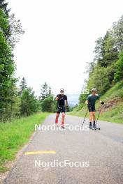 02.07.2024, Premanon, France (FRA): Emilien Jacquelin (FRA), Eric Perrot (FRA), (l-r) - Biathlon summer training, Premanon (FRA). www.nordicfocus.com. © Manzoni/NordicFocus. Every downloaded picture is fee-liable.