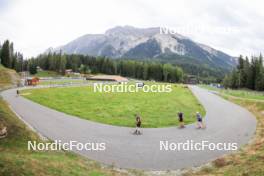 04.09.2024, Lenzerheide, Switzerland (SUI): Johannes Dale-Skjevdal (NOR), Endre Stroemsheim (NOR), Sturla Holm Laegreid (NOR), (l-r) - Biathlon summer training, Lenzerheide (SUI). www.nordicfocus.com. © Manzoni/NordicFocus. Every downloaded picture is fee-liable.