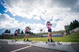 06.08.2024, Lavaze, Italy (ITA): Lara Wagner (AUT), Lea Rothschopf (AUT), Lisa Osl (AUT), (l-r)  - Biathlon summer training, Lavaze (ITA). www.nordicfocus.com. © Barbieri/NordicFocus. Every downloaded picture is fee-liable.