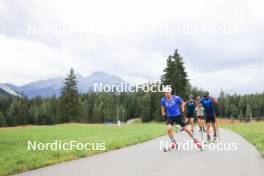 05.09.2024, Lenzerheide, Switzerland (SUI): Sturla Holm Laegreid (NOR), Dajan Danuser (SUI), Vetle Sjaastad Christiansen (NOR), Tarjei Boe (NOR), (l-r) - Biathlon summer training, Lenzerheide (SUI). www.nordicfocus.com. © Manzoni/NordicFocus. Every downloaded picture is fee-liable.