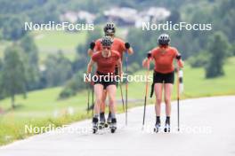 27.06.2024, Juf, Switzerland (SUI): Elisa Gasparin (SUI), Joscha Burkhalter (SUI), Aita Gasparin (SUI), (l-r) - Biathlon summer training, Juf (SUI). www.nordicfocus.com. © Manzoni/NordicFocus. Every downloaded picture is fee-liable.