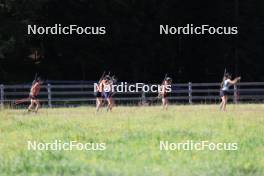 06.08.2024, Lenzerheide, Switzerland (SUI): Aita Gasparin (SUI), Lena Haecki-Gross (SUI), Lisa Theresa Hauser (AUT), Elisa Gasparin (SUI), Lea Meier (SUI), (l-r) - Biathlon summer training, Lenzerheide (SUI). www.nordicfocus.com. © Manzoni/NordicFocus. Every downloaded picture is fee-liable.