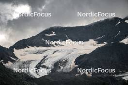 26.08.2024, Martell, Italy (ITA): Feature: Venue, view on Cevedale Glacier from Gioveretto Lake  - Biathlon summer training, Martell (ITA). www.nordicfocus.com. © Vanzetta/NordicFocus. Every downloaded picture is fee-liable.