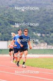 03.07.2024, Saint-Claude, France (FRA): Fabien Claude (FRA), Oscar Lombardot (FRA), (l-r) - Biathlon summer training, Premanon (FRA). www.nordicfocus.com. © Manzoni/NordicFocus. Every downloaded picture is fee-liable.